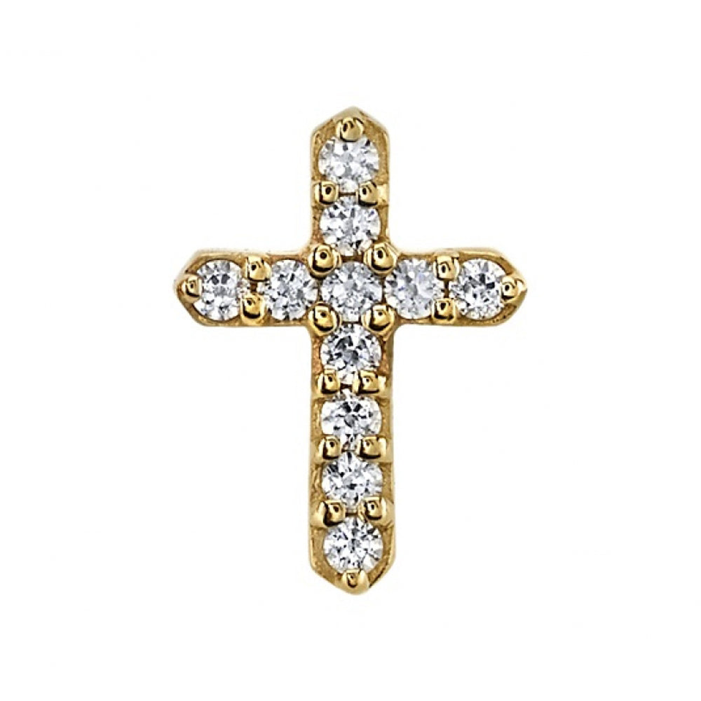 Micro Pave Cross Threaded End in Gold with DIAMONDS