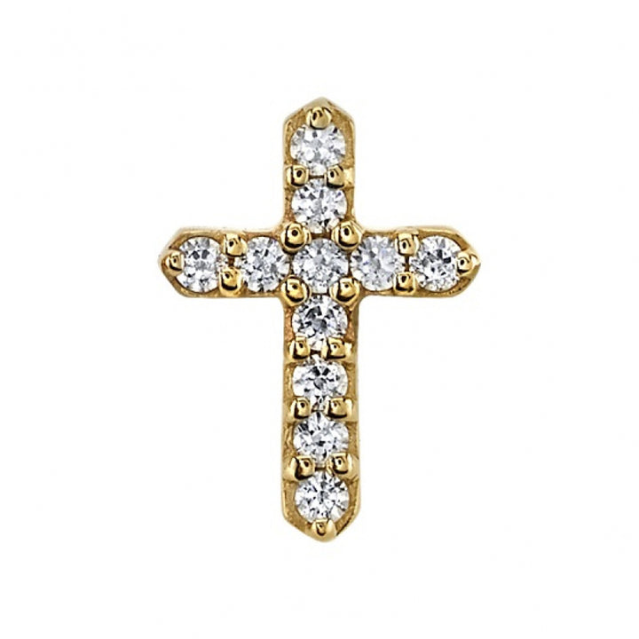Micro Pave Cross Threaded End in Gold with DIAMONDS