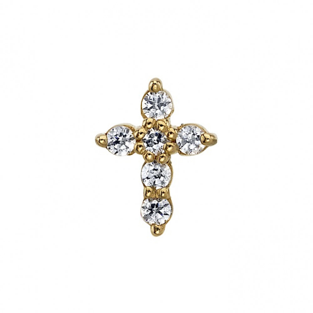 threadless: Micro Pave Cross Pin in Gold with White CZ's