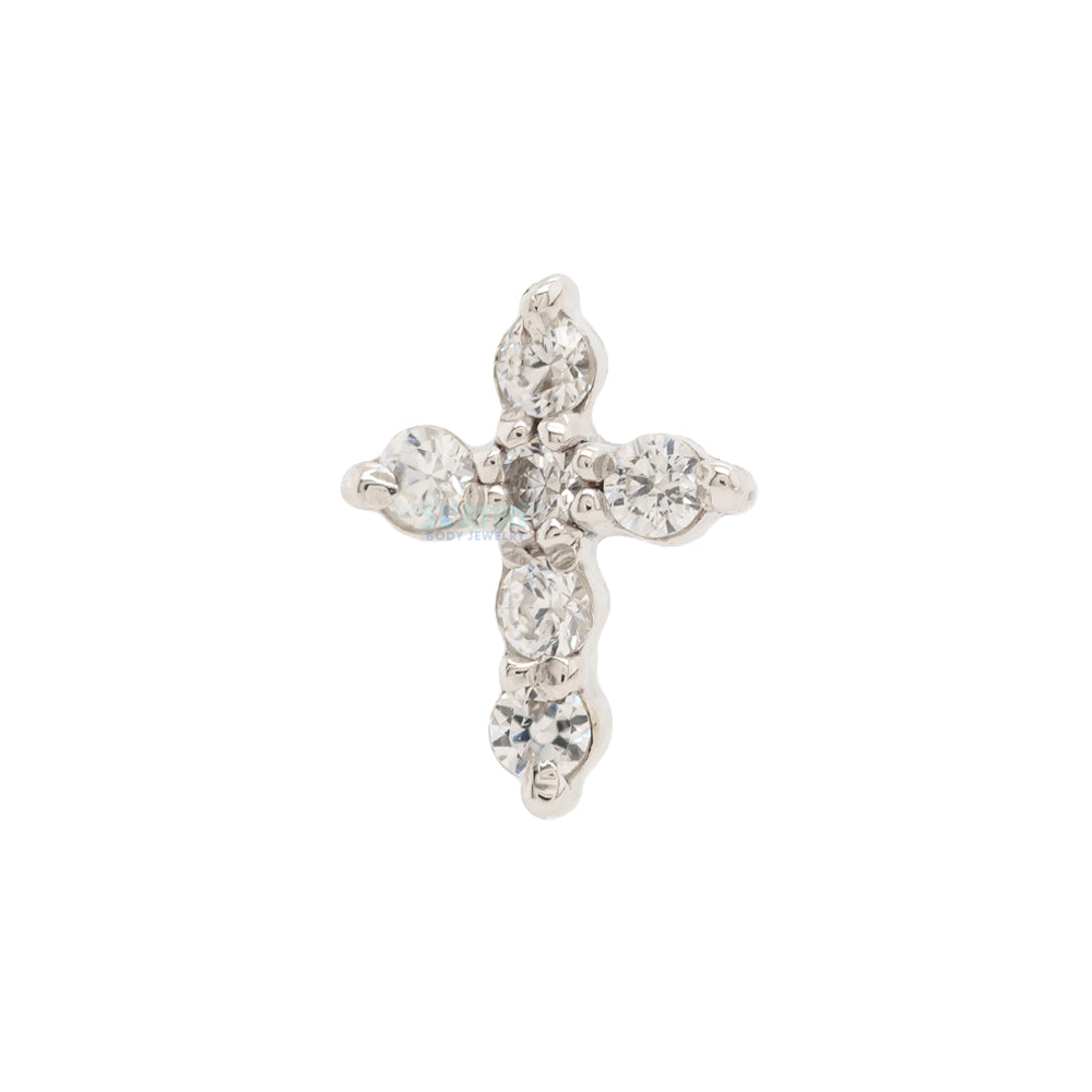 threadless: Micro Pave Cross Pin in Gold with White CZ's