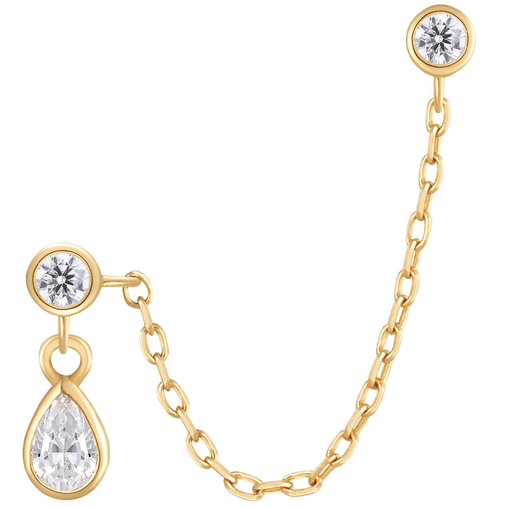 threadless: "Mischief" Chain Dual Pin End in Gold with CZ's