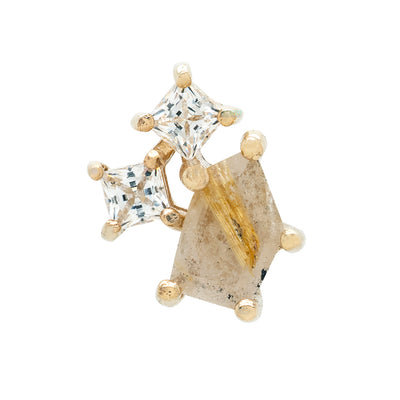 threadless: "Lyra" End in Gold with Rutilated Quartz & CZ