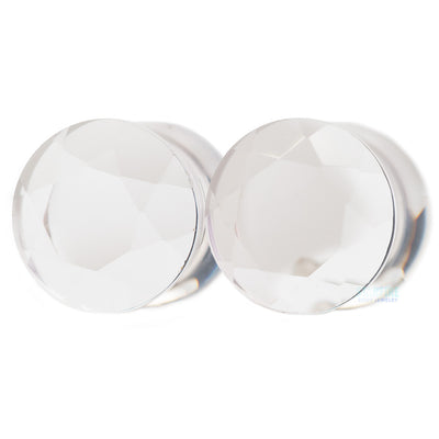 Faceted Glass Plugs - Clear