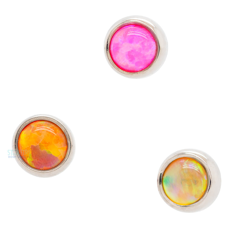 2.5mm Bezel-Set Opal Cabochon Threaded End