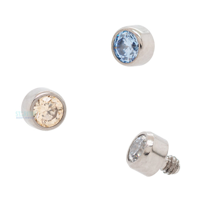 Bezel-Set Brilliant-Cut Gem Threaded End