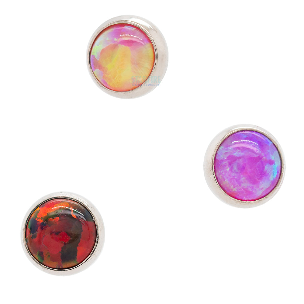 3mm Bezel-Set Opal Cabochon Threaded End