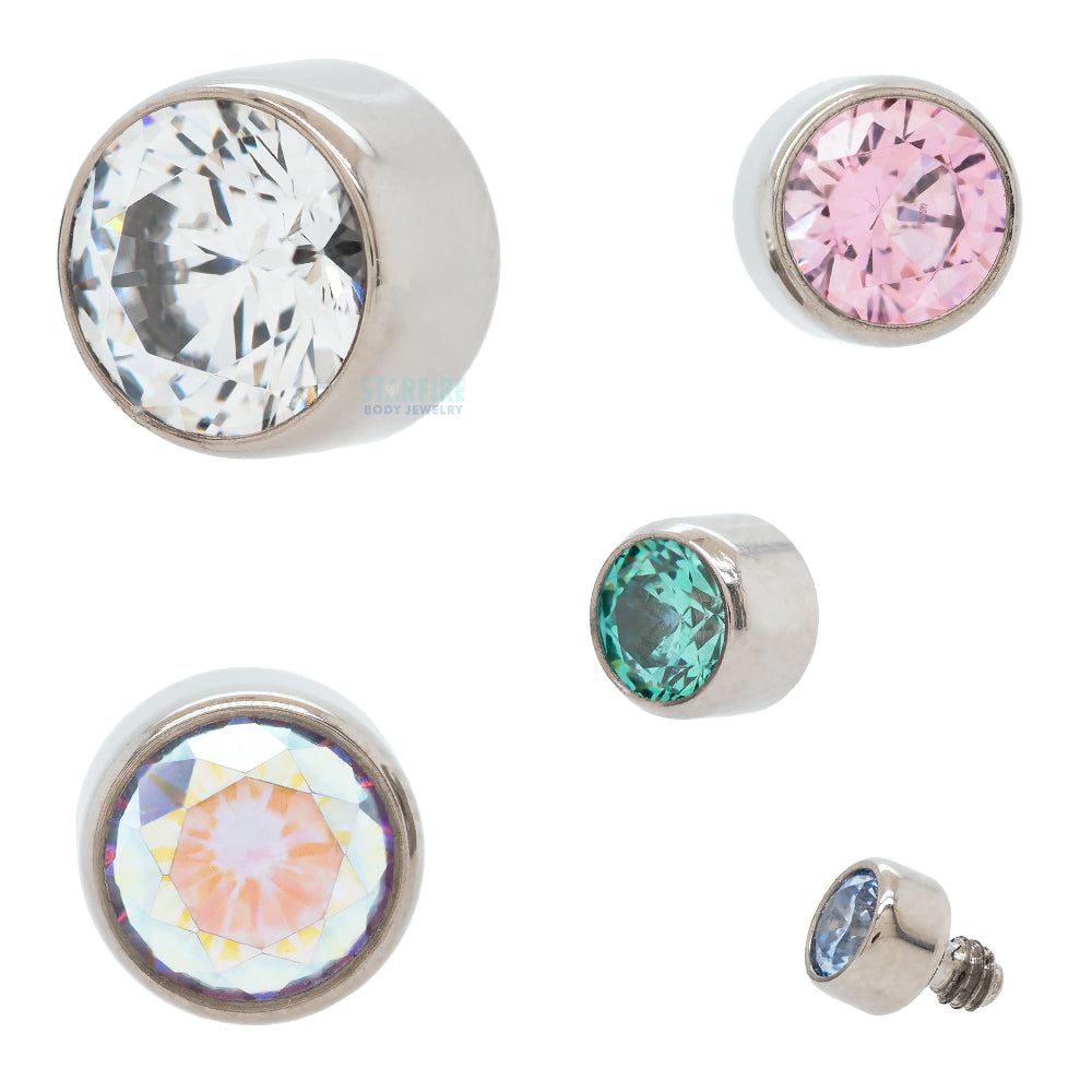 Bezel-Set Brilliant-Cut Gem Threaded End