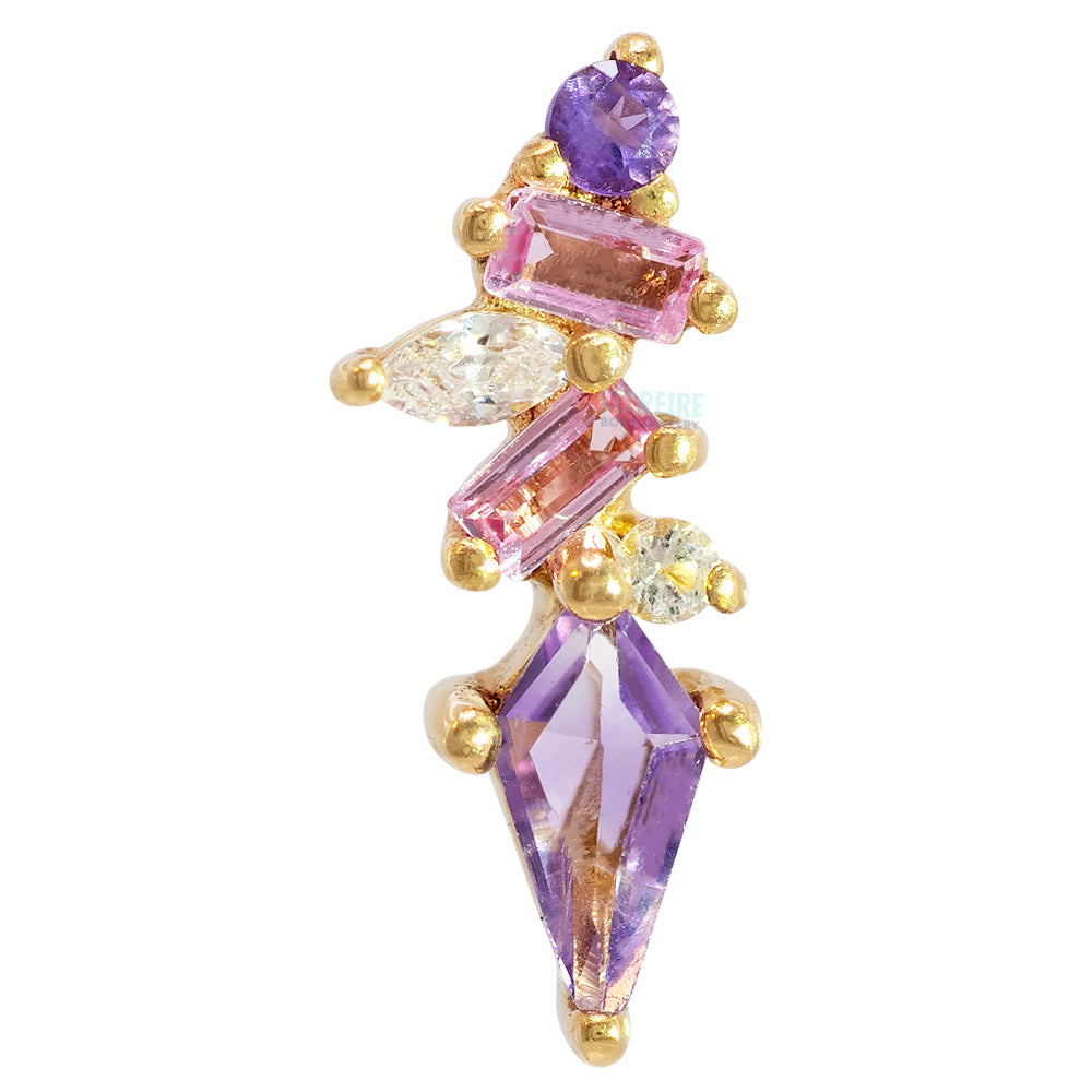threadless: "Mixt" End in Gold with Amethyst, Pink Sapphire & White Topaz