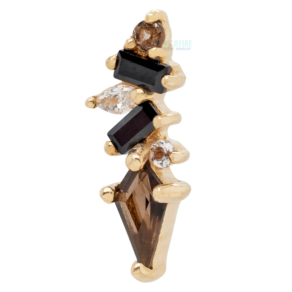 threadless: "Mixt" End in Gold with Smoky Quartz & Black Spinel