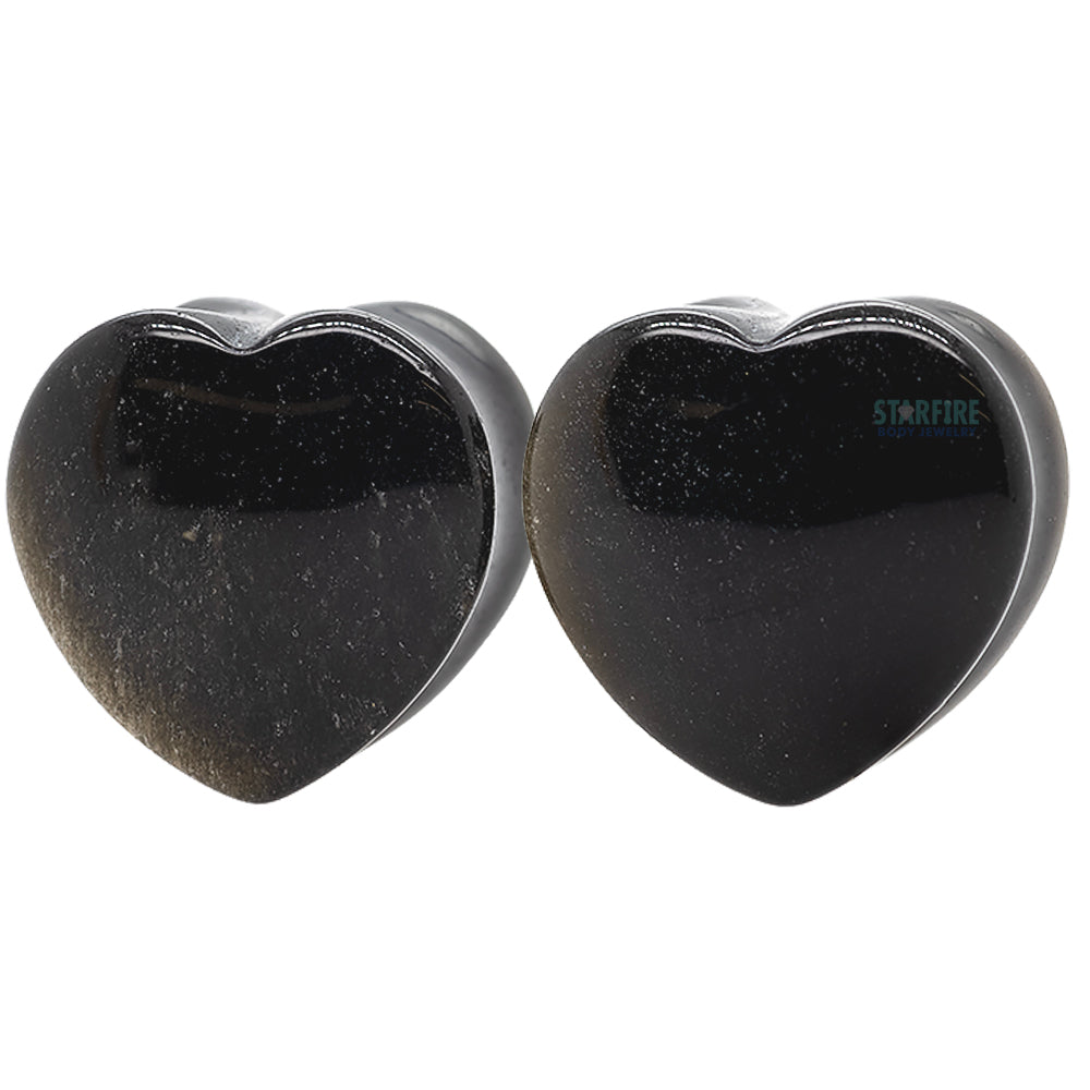 Heart Stone Plugs - Gold Obsidian