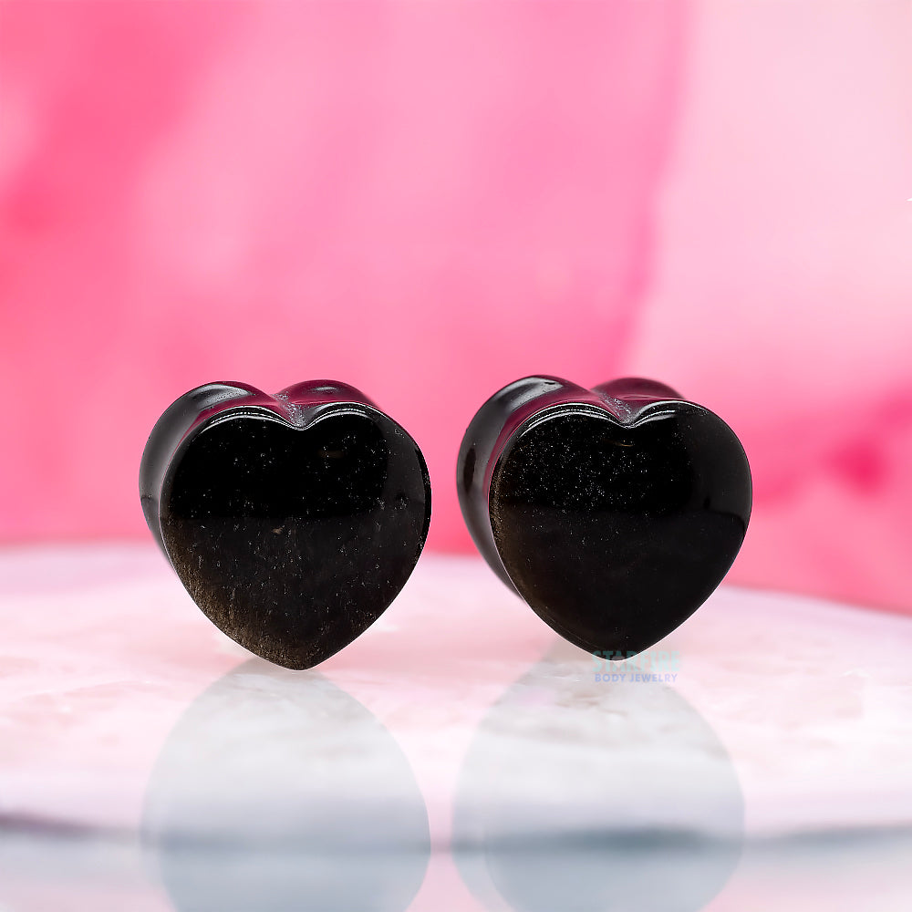 Heart Stone Plugs - Gold Obsidian