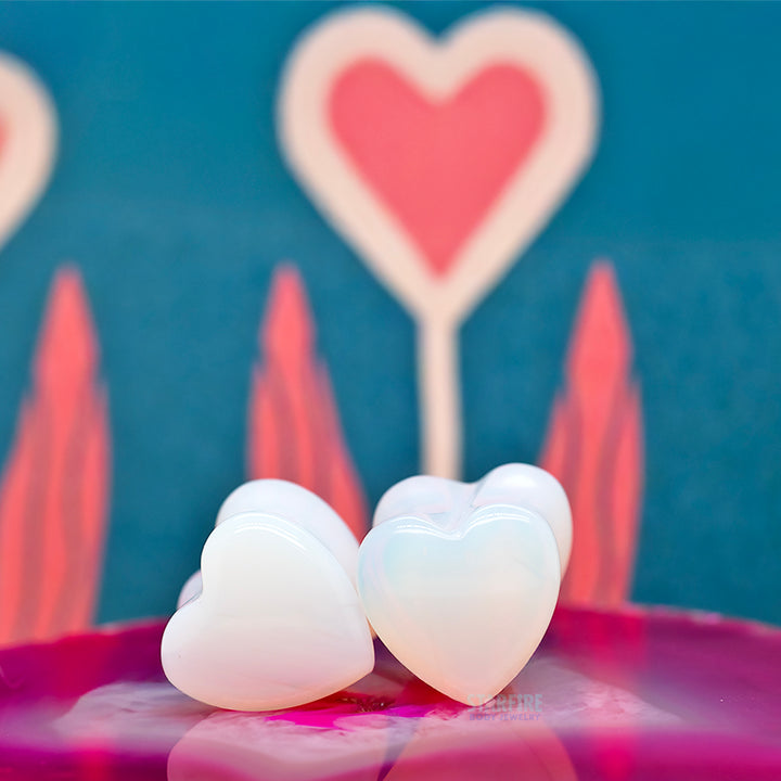 Heart Stone Plugs - Opalite
