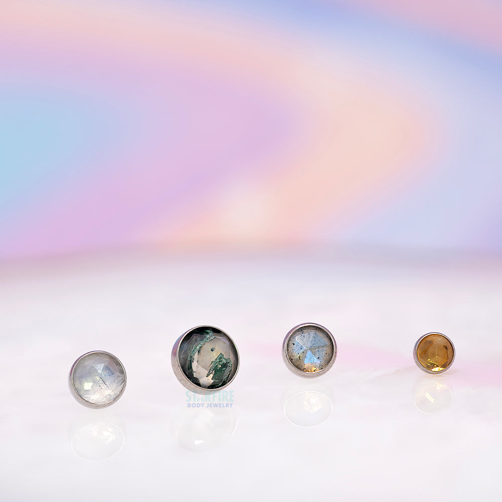 threadless: Bezel-Set Rose Cut Stone Cabochon End