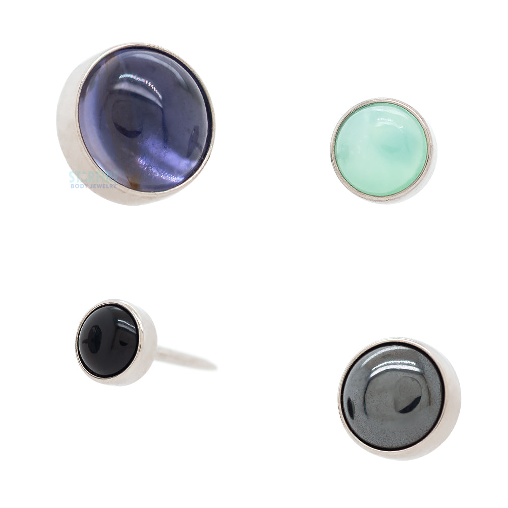 threadless: 4mm Bezel-Set Stone Cabochon End