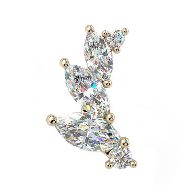 "Sabine" Small Threaded End in Gold & Platinum with CZ