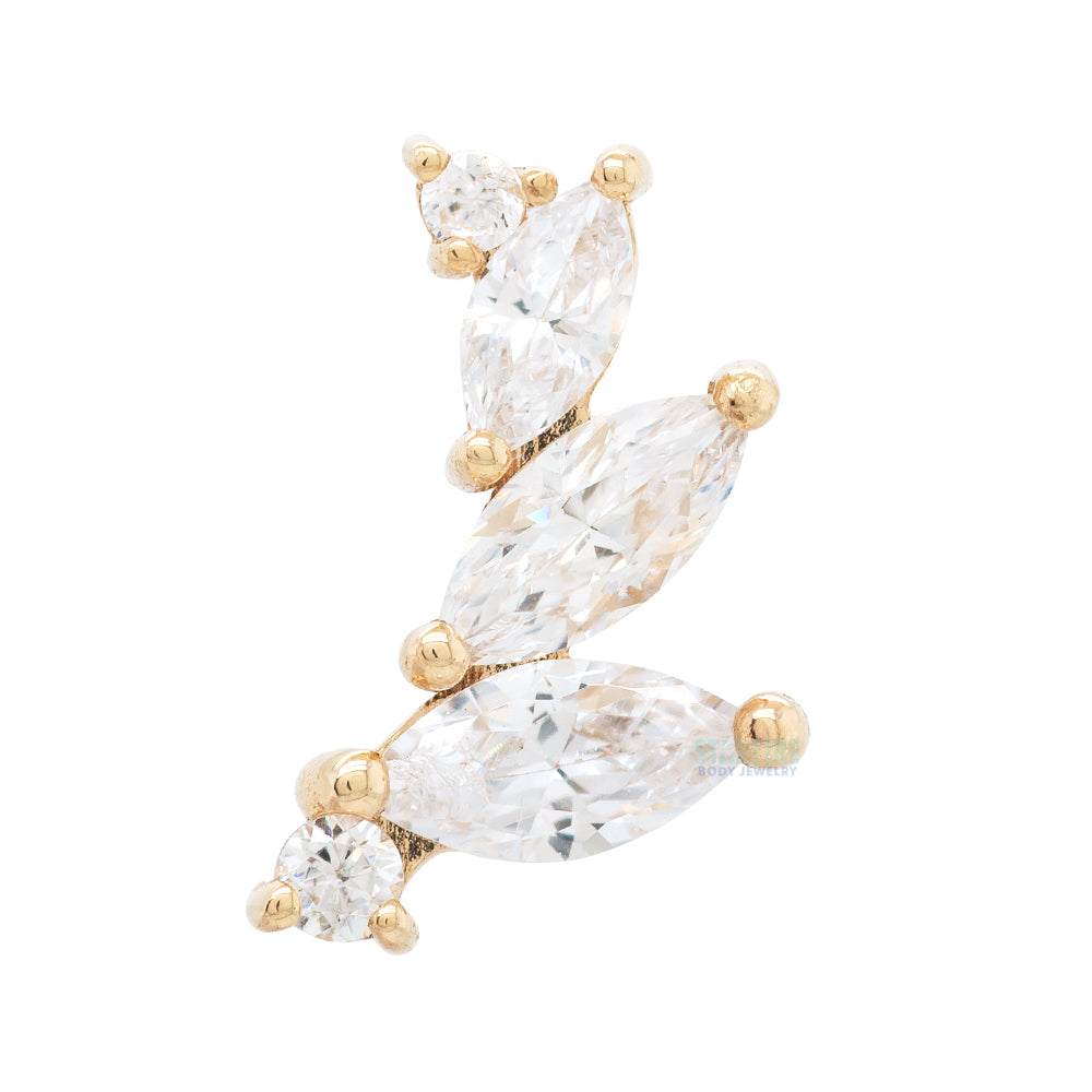 "Sabine" Small Threaded End in Gold & Platinum with CZ