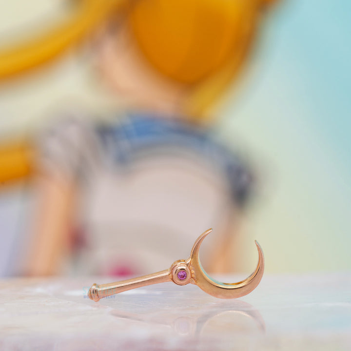 "Hey Sailor!" Threaded End in Gold with Light Pink Sapphire