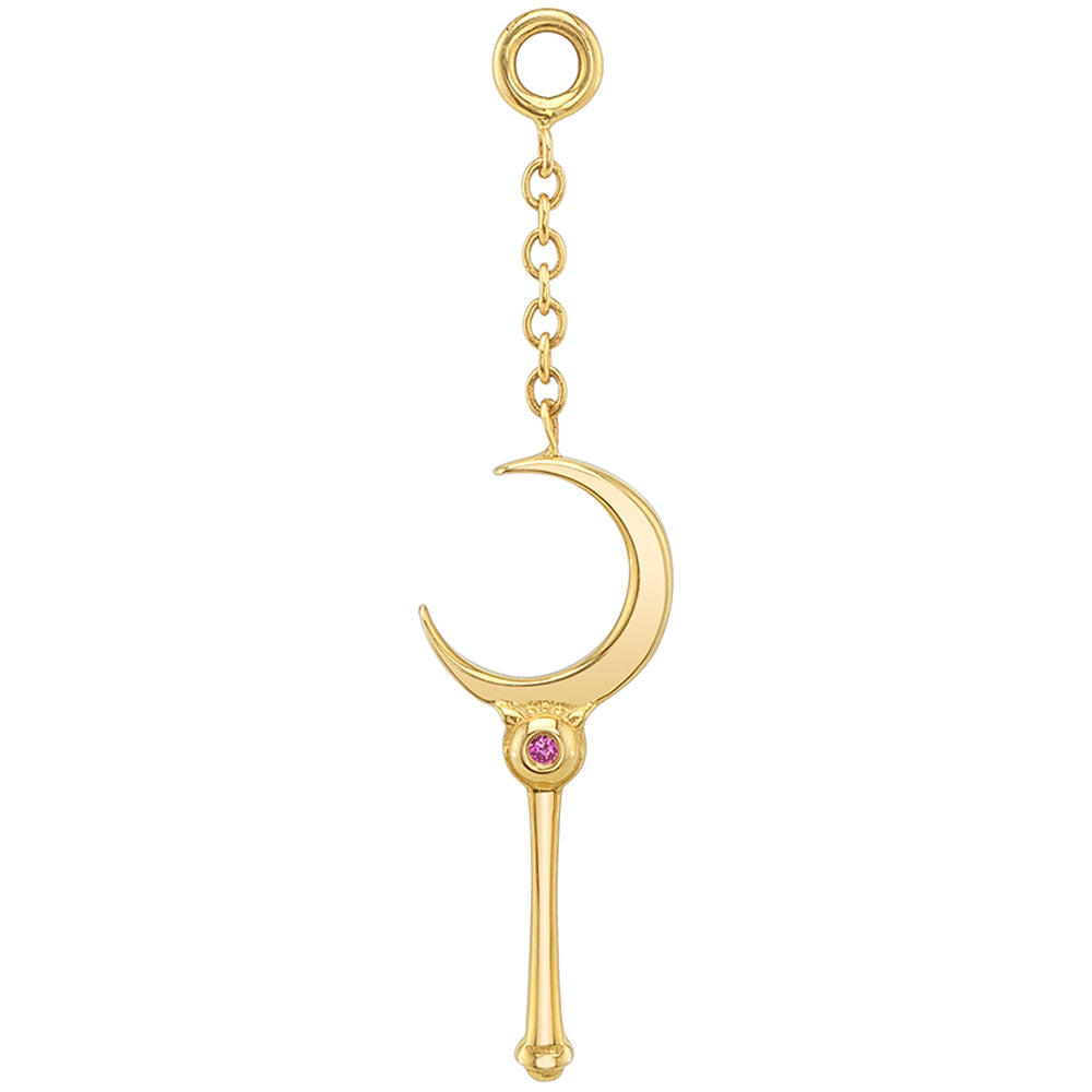"Hey Sailor!" Chain Charm in Gold & Platinum with Light Pink Sapphire