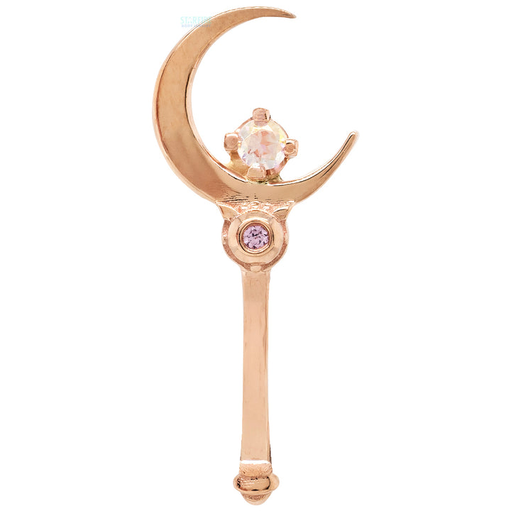 "Moon Crystal" Threaded End in Gold & Platinum with Mercury Mist Topaz & Light Pink Sapphire