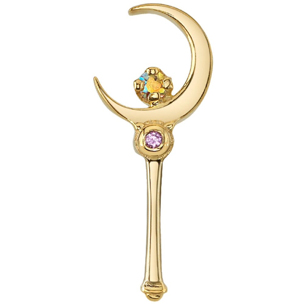 "Moon Crystal" Threaded End in Gold with Mercury Mist Topaz & Light Pink Sapphire