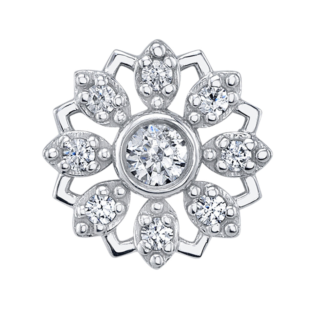 "Rosette" Threaded End in Gold & Platinum with DIAMONDS