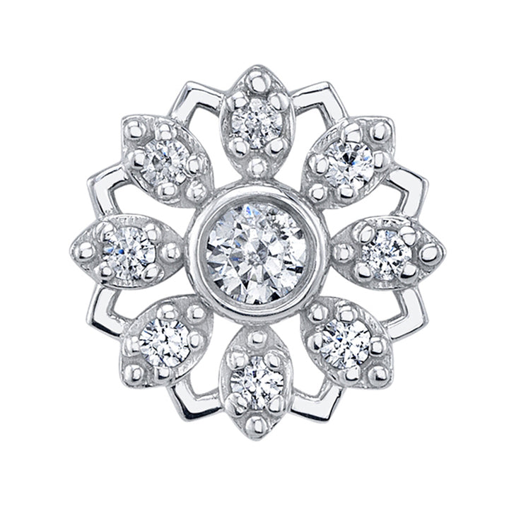 "Rosette" Threaded End in Gold & Platinum with DIAMONDS
