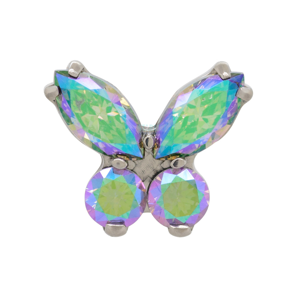 Butterfly Threaded End with Faceted Gems