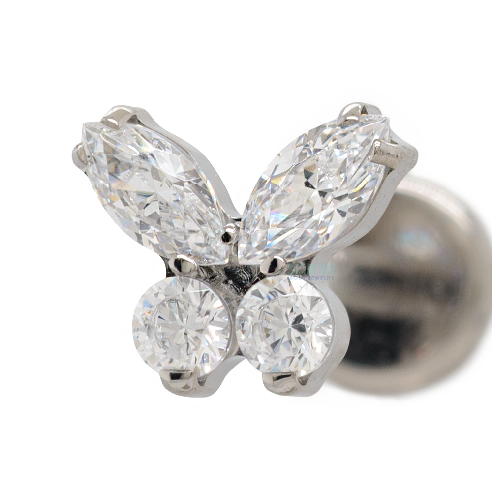 Butterfly with Faceted Gems on Flatback