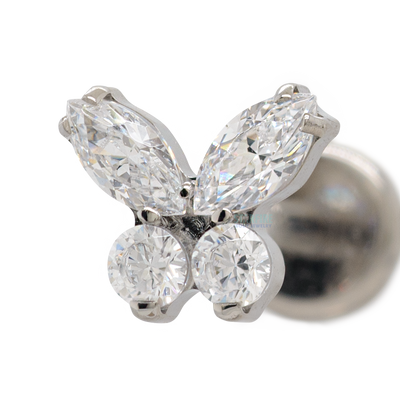 Butterfly with Faceted Gems on Flatback