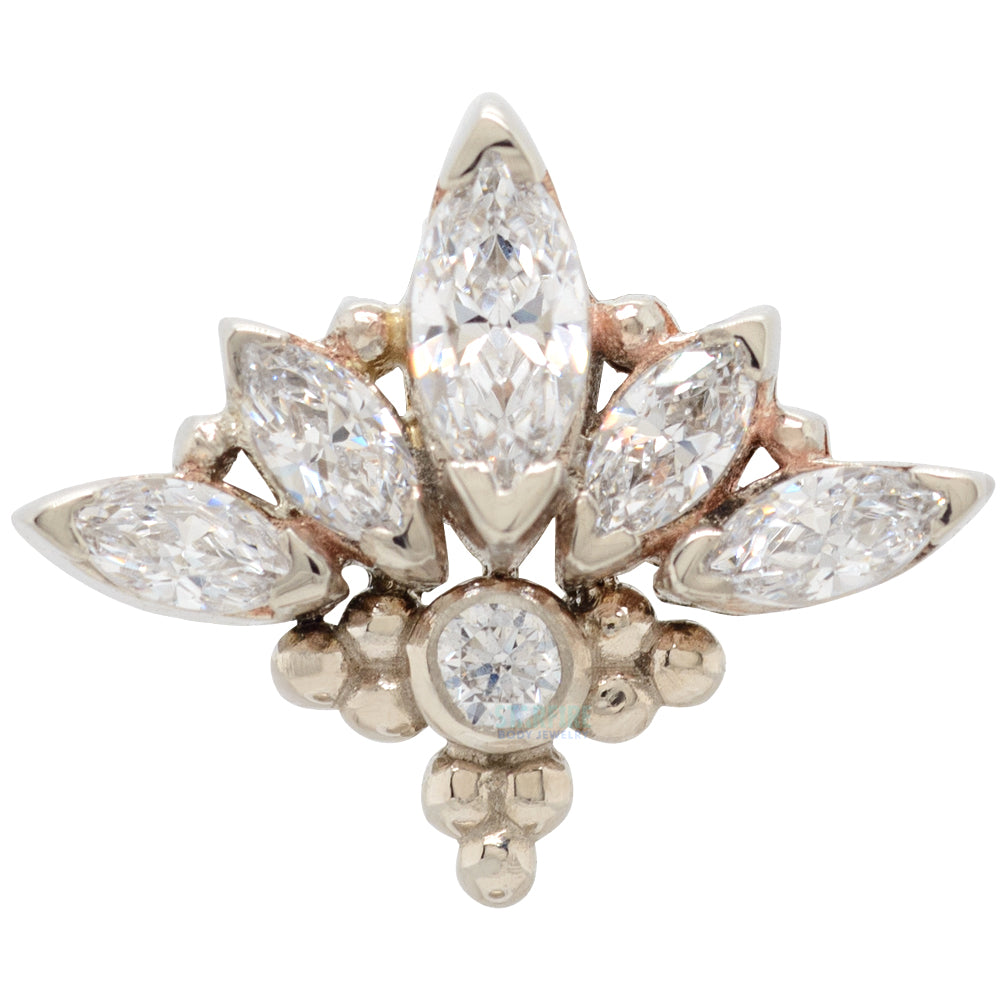 "Zasu" Threaded End in Gold with Faceted Gems