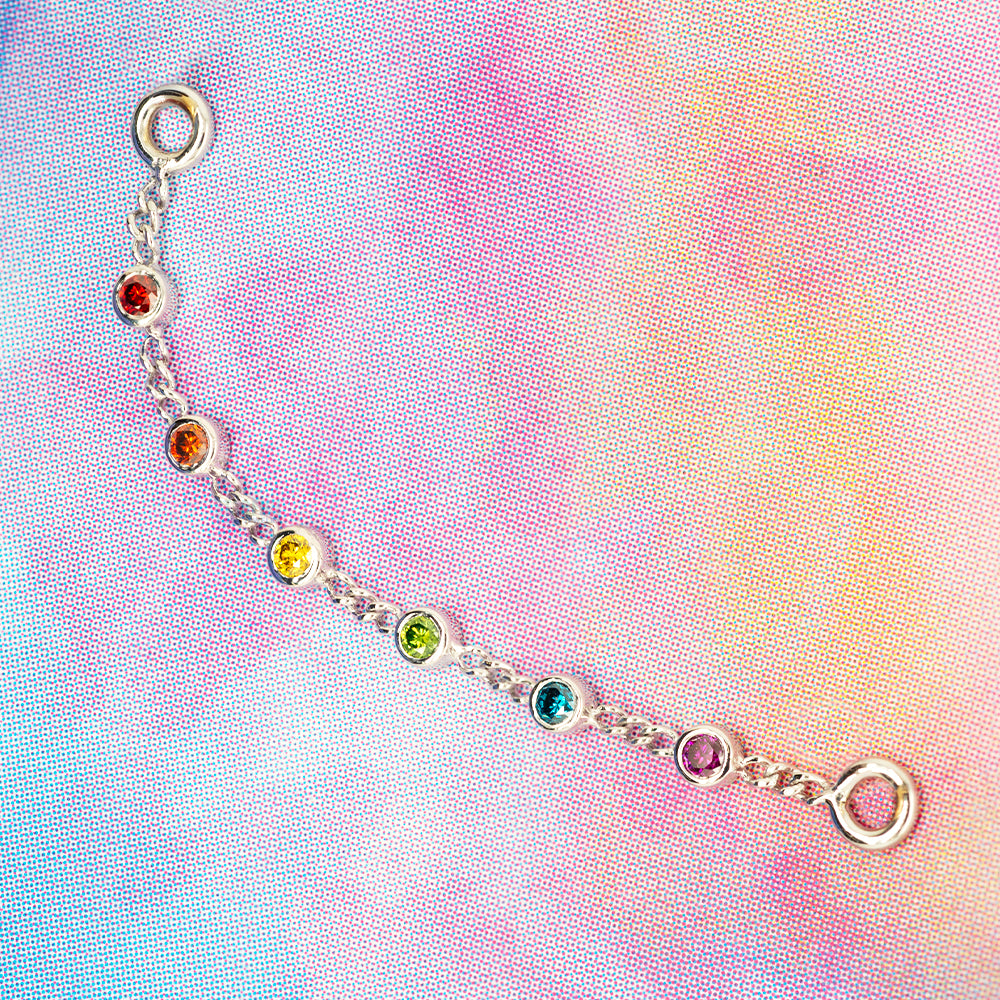 "Prisma" Chain Attachment in Gold Rainbow with Genuine Diamonds
