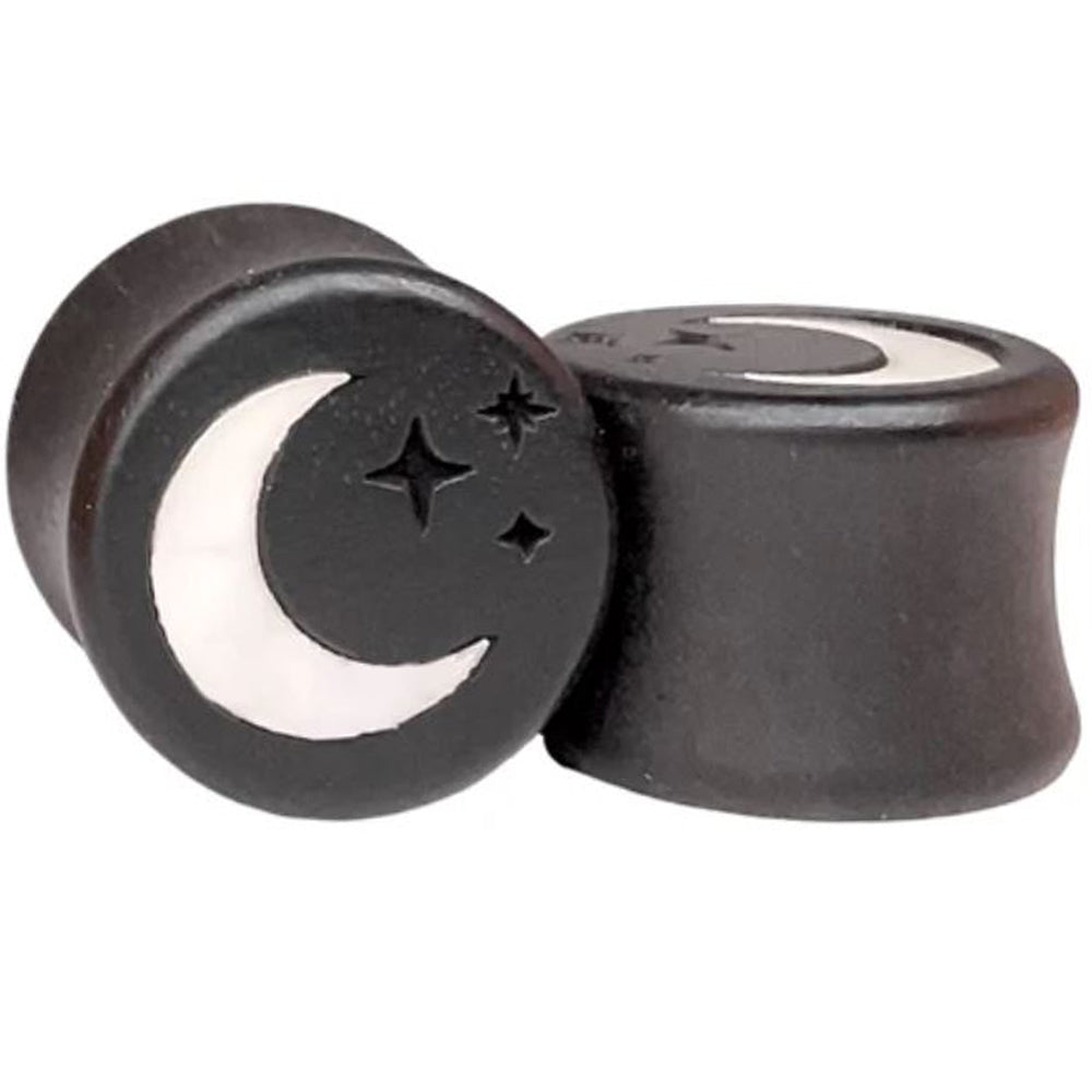 Crescent Moon Wood Inlay Plugs