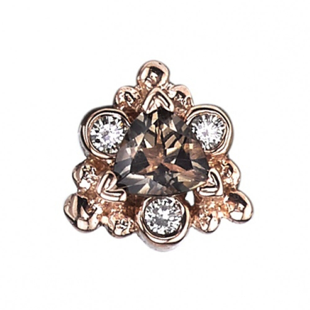 "Helana" Threaded End in Gold with Smoky Quartz & DIAMONDS