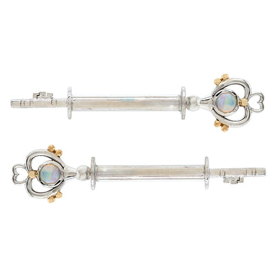 "Pluto" Forward Facing Nipple Barbells in Gold with Genuine White Opals