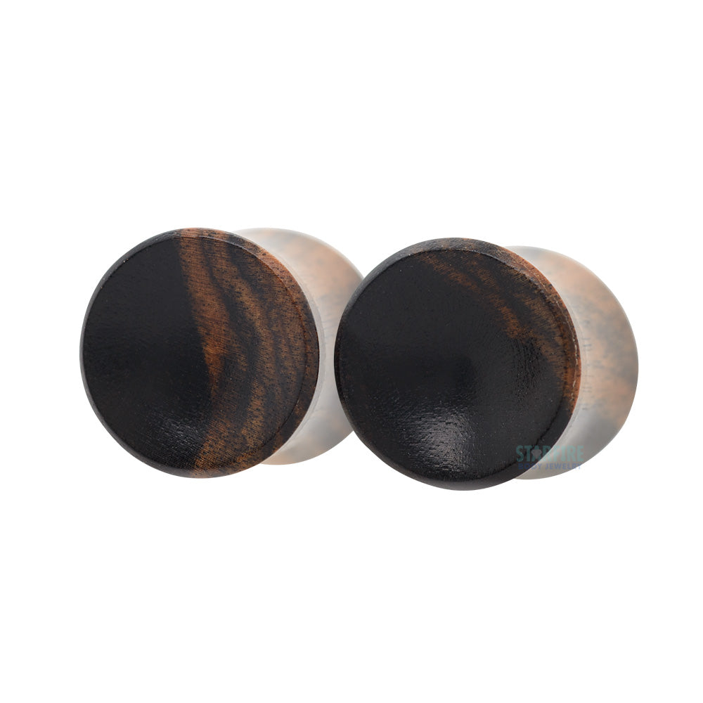 Concave Wood Plugs - Tiger Ebony