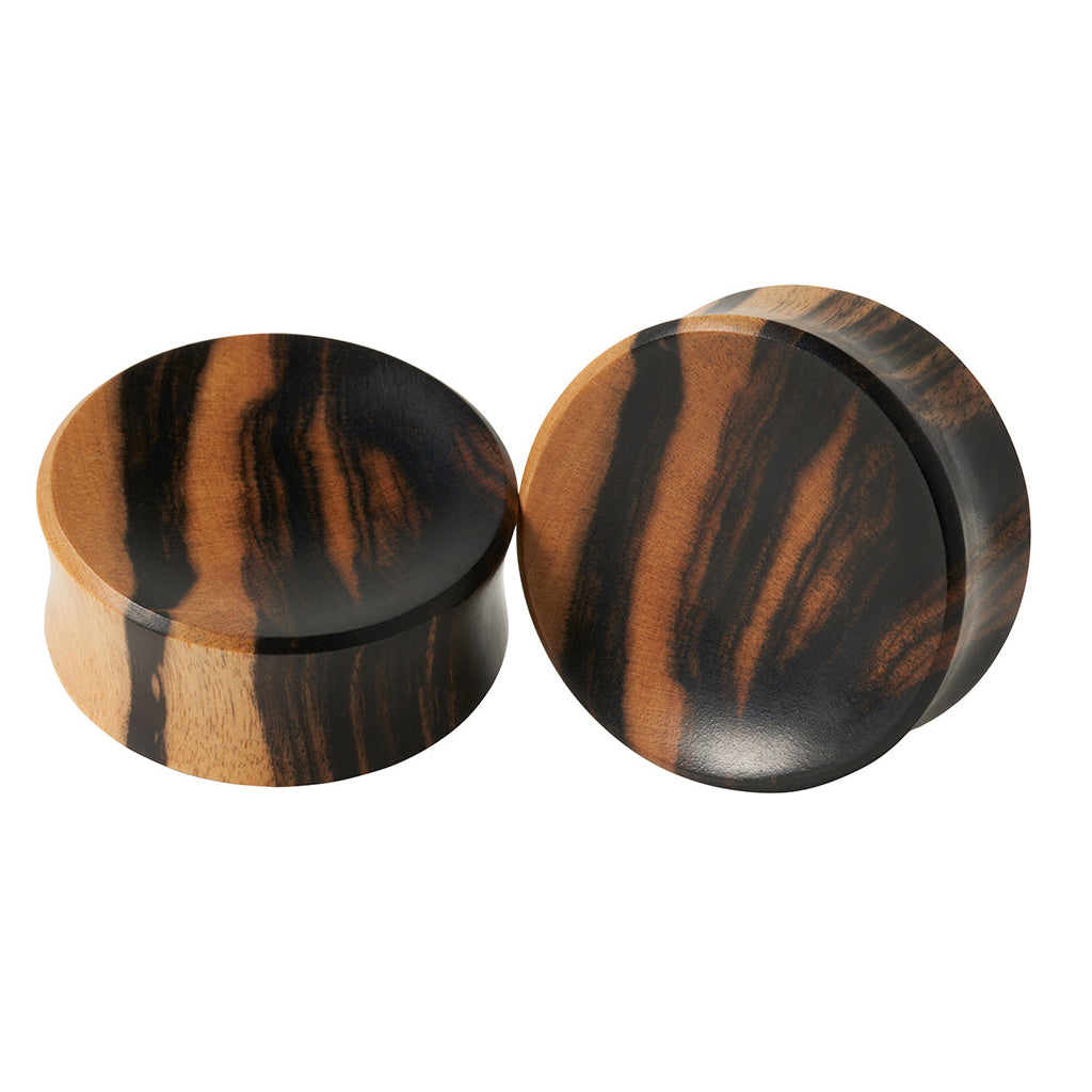 Concave Wood Plugs - Tiger Ebony