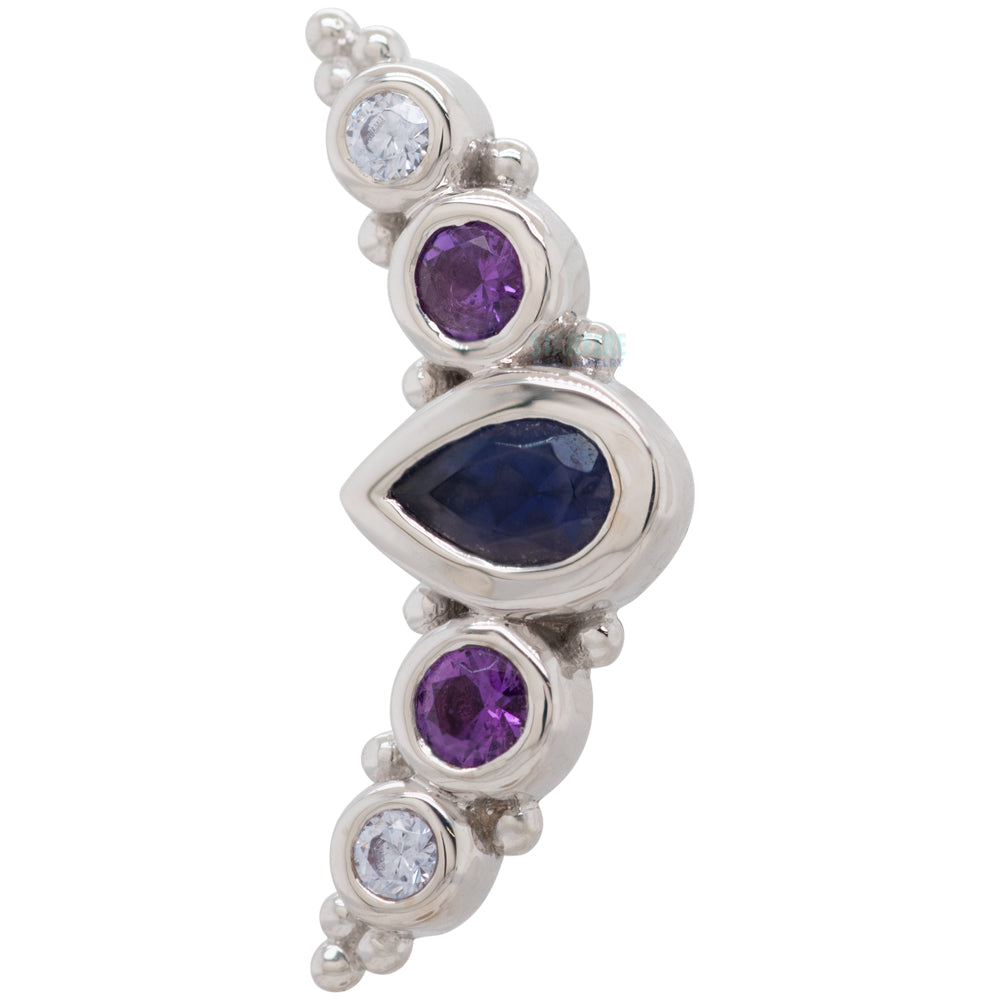 "Charlotte Panaraya" Threaded End in Gold & Platinum with Iolite, Amethyst & Lavender CZ