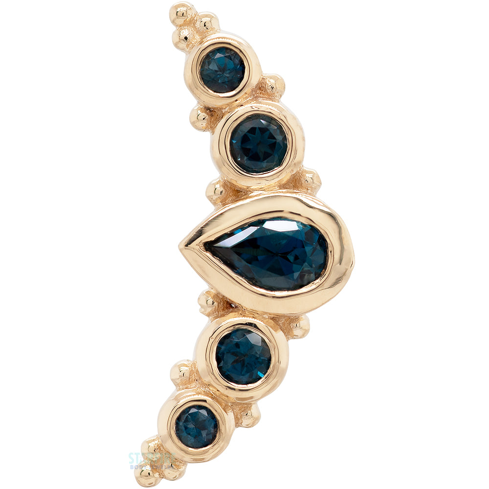 "Charlotte Panaraya" Threaded End in Gold & Platinum with London Blue Topaz'