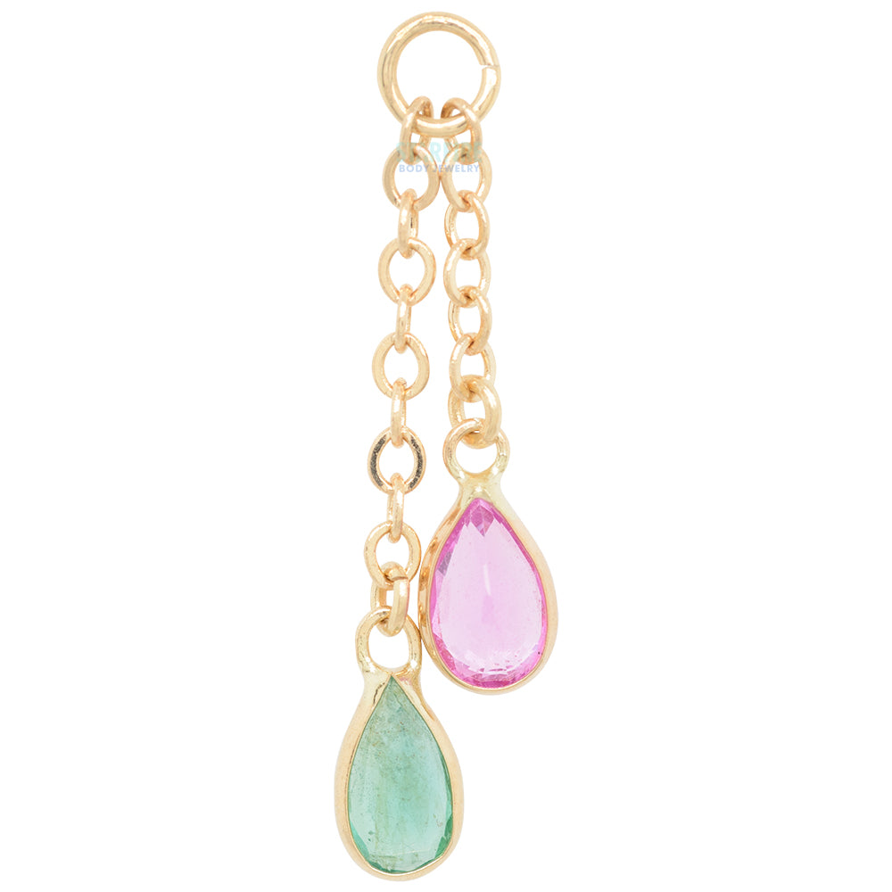 "Junto" Chain Charm in Gold with Gemstones