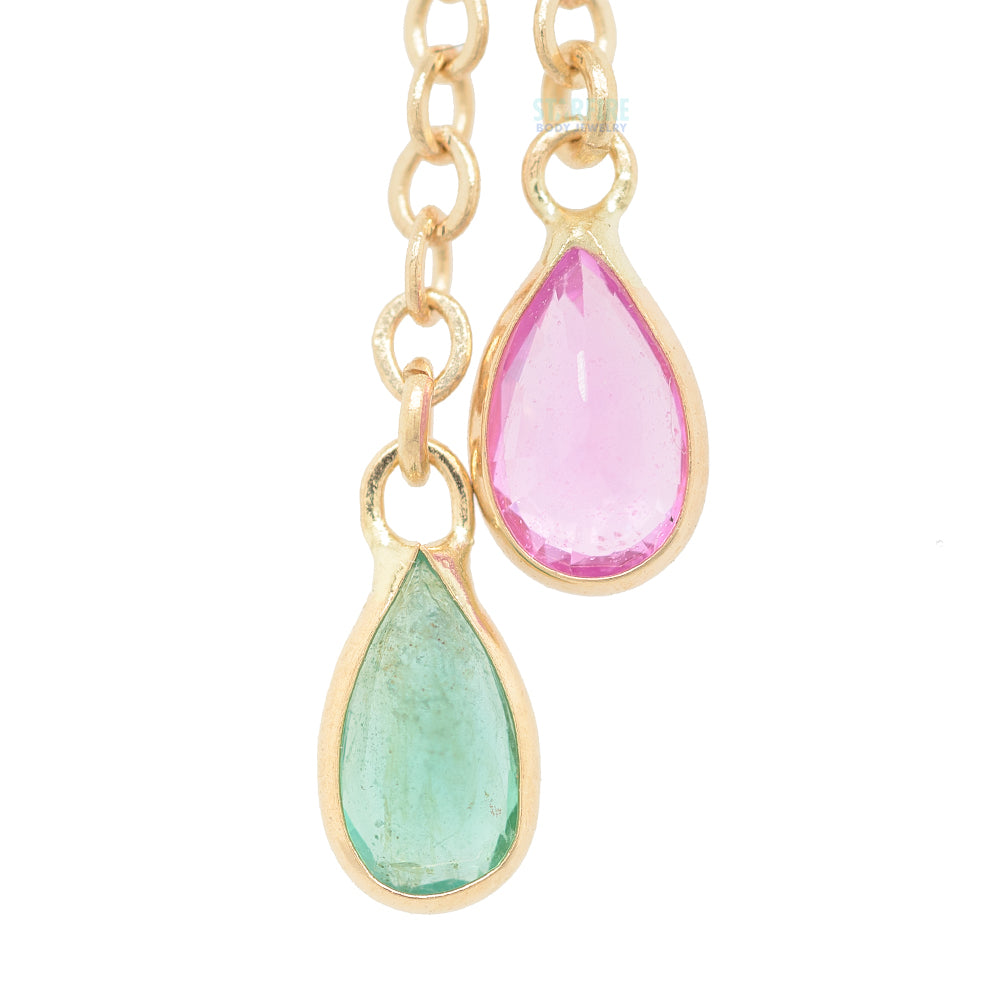 "Junto" Chain Charm in Gold with Gemstones