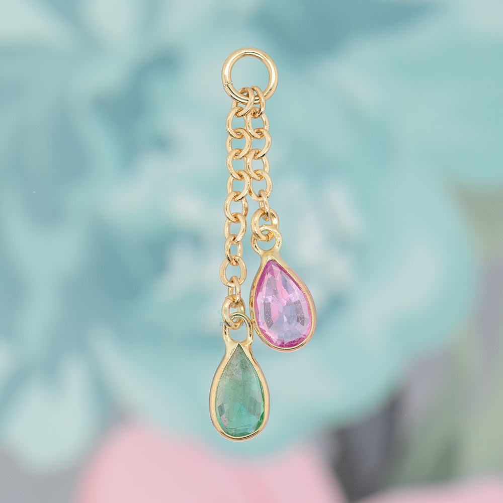 "Junto" Chain Charm in Gold with Gemstones