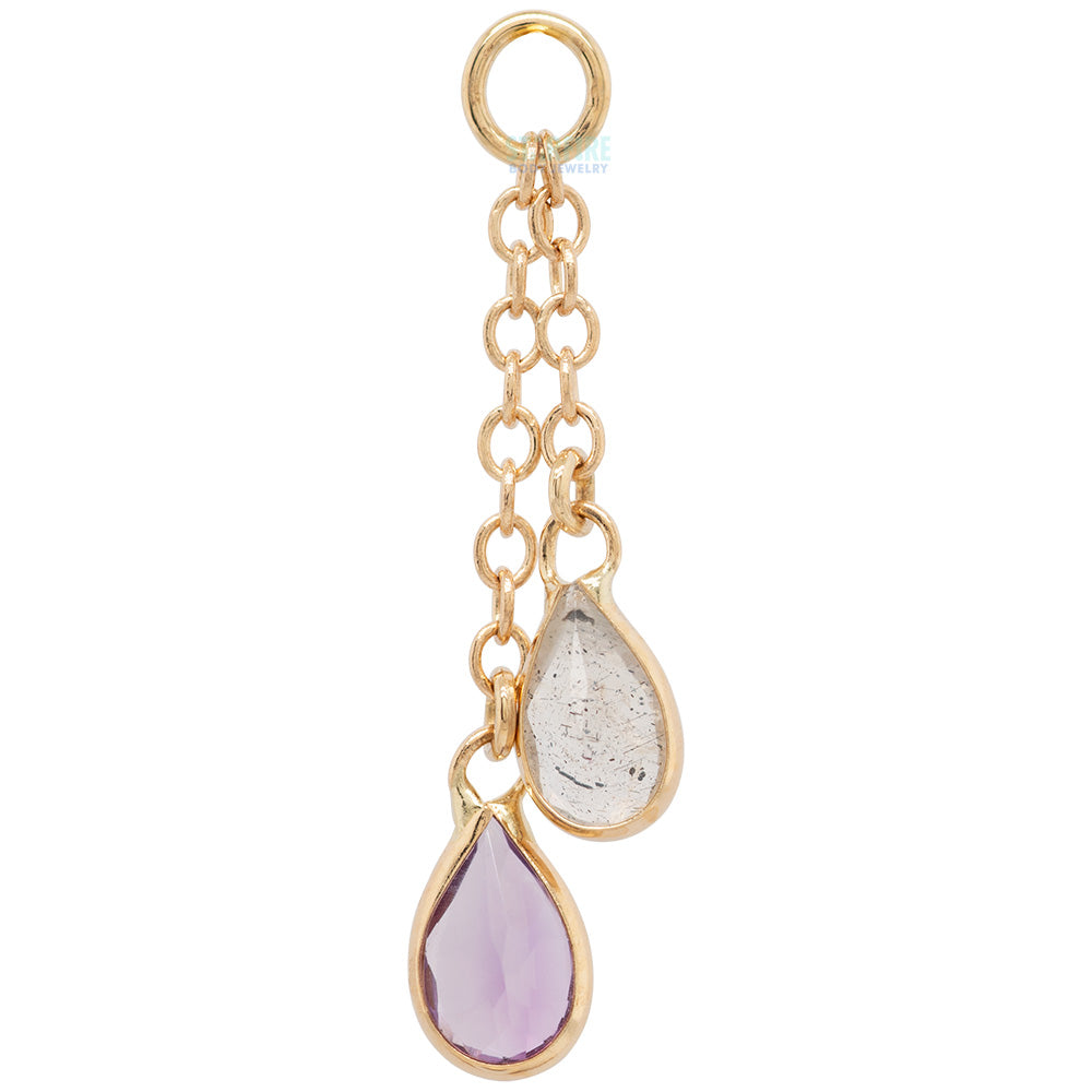 "Junto" Chain Charm in Gold with Gemstones
