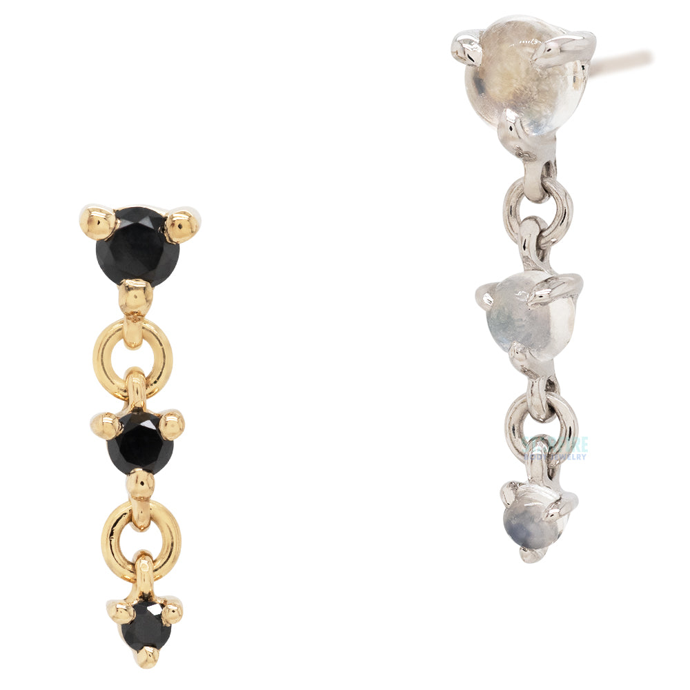 threadless: "Cascade 3" Chain End in Gold with Genuine Gemstones