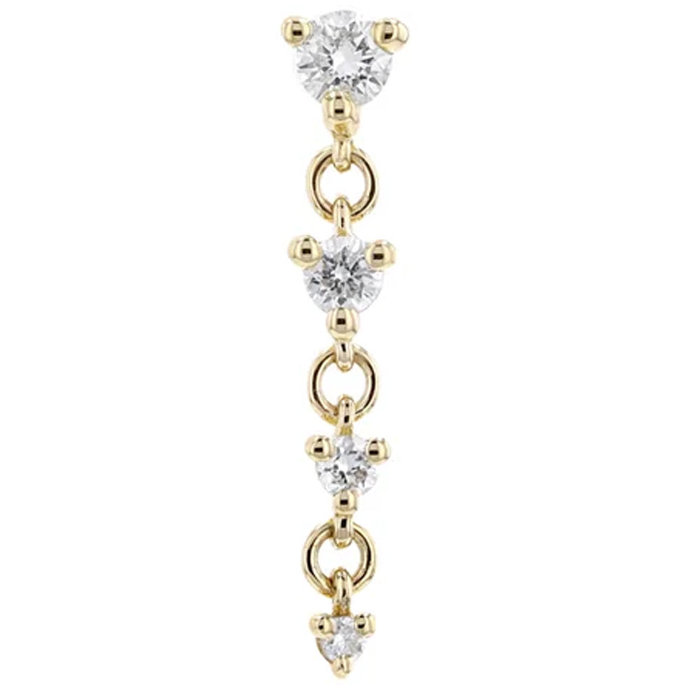 threadless: "Cascade 4" Chain End in Gold with Diamonds