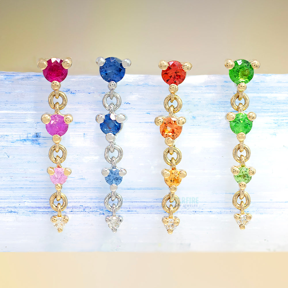 threadless: "Cascade 4" Chain End in Gold with Gradient Genuine Gemstones