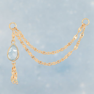 "Sadity" Chain Attachment in Gold with Blue Topaz