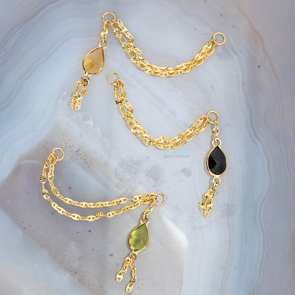 "Sadity" Chain Attachment in Gold with Gemstones