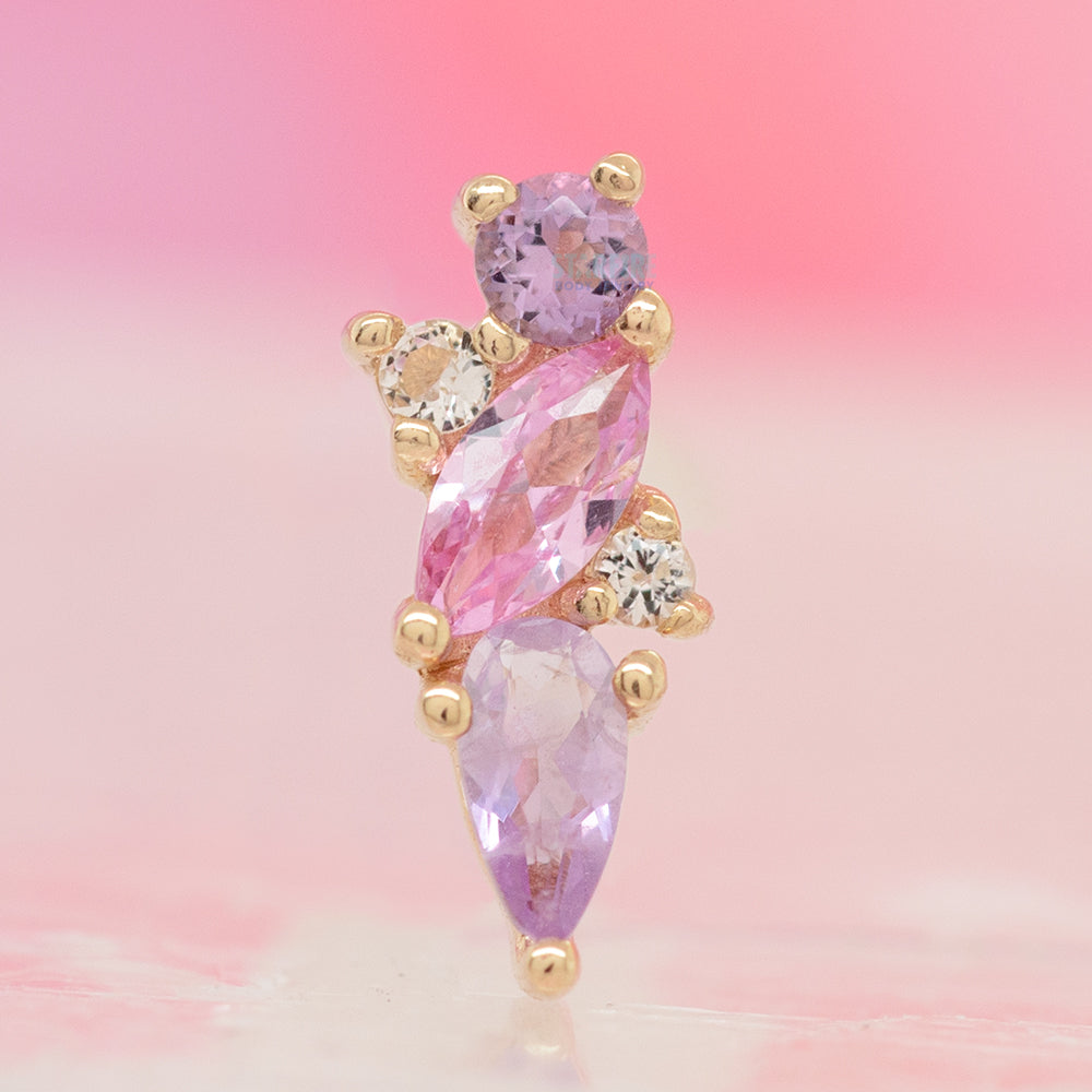 threadless: "Visionary" End in Gold with Amethyst, Pink Sapphire & White Topaz