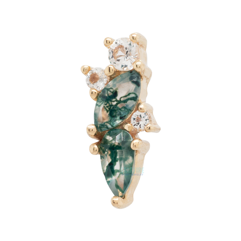 threadless: "Visionary" End in Gold with Moss Agate & White Topaz