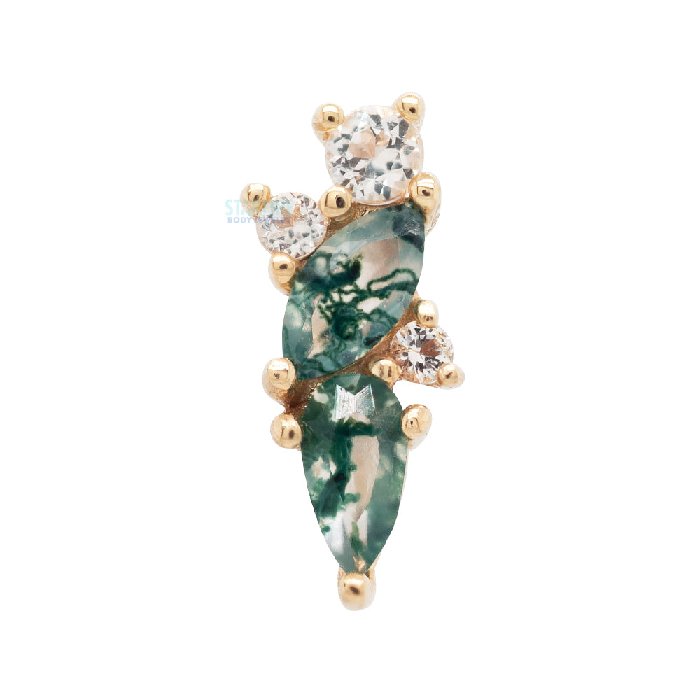threadless: "Visionary" End in Gold with Moss Agate & White Topaz